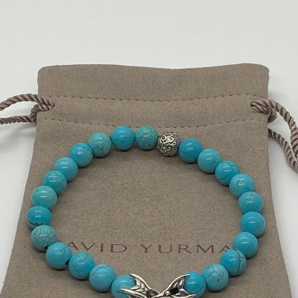 DAVID YURMAN Men's Spiritual Bead Bracelet Turquoise with wave silver Be… - Picture 9 of 9